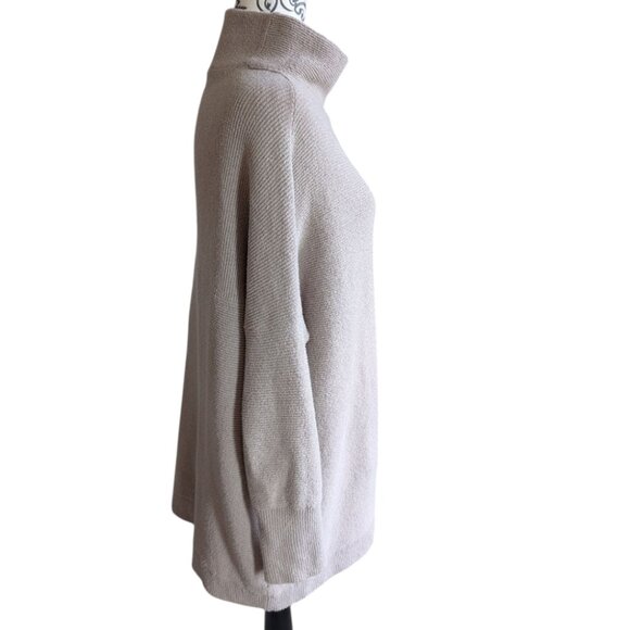 Free People Ottoman Slouchy Tunic Sweater Dress Oyster Beige Cotton Women Small - Picture 5 of 14